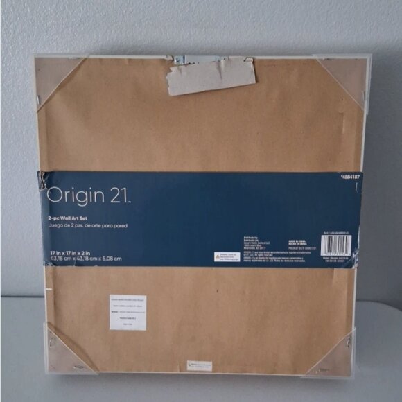 Origin 21 Set Of 2 Framed Abstract Art Wall Pictures 17"x17"x2" NEW! - Picture 3 of 6